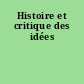 Histoire et critique des idées