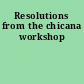 Resolutions from the chicana workshop