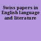 Swiss papers in English language and literature