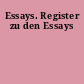 Essays. Register zu den Essays