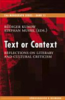 Text or context : reflections on literary an cultural criticism