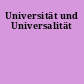 Universität und Universalität