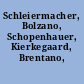 Schleiermacher, Bolzano, Schopenhauer, Kierkegaard, Brentano, Nietzsche