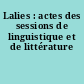 Lalies : actes des sessions de linguistique et de littérature