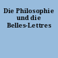 Die Philosophie und die Belles-Lettres