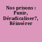 Nos prisons : Punir, Déradicaliser?, Réinsérer