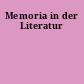 Memoria in der Literatur