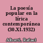 La poesía popular en la lírica contemporánea (30.XI.1932)