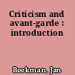 Criticism and avant-garde : introduction