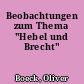 Beobachtungen zum Thema "Hebel und Brecht"