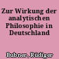 Zur Wirkung der analytischen Philosophie in Deutschland