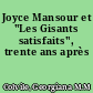 Joyce Mansour et "Les Gisants satisfaits", trente ans après