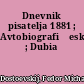 Dnevnik pisatelja 1881 ; Avtobiografičeskoe ; Dubia