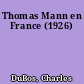 Thomas Mann en France (1926)