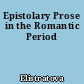 Epistolary Prose in the Romantic Period