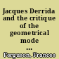 Jacques Derrida and the critique of the geometrical mode : the line and the point