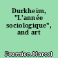 Durkheim, "L'année sociologique", and art