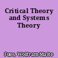 Critical Theory and Systems Theory