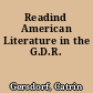 Readind American Literature in the G.D.R.