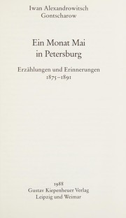 Ein Monat Mai in Petersburg : Erzählungen u. Erinnerungen, 1875 - 1891