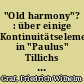 "Old harmony"? : über einige Kontinuitätselemente in "Paulus" Tillichs Theologie der "Allversöhnung"