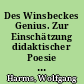 Des Winsbeckes Genius. Zur Einschätzung didaktischer Poesie des deutschen Mittelalters im 17. und 18. Jahrhunderts