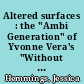 Altered surfaces : the "Ambi Generation" of Yvonne Vera's "Without a Name and Butterfly Burning"