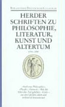 Schriften zu Philosophie, Literatur, Kunst und Altertum 1774 - 1787