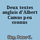 Deux textes anglais d'Albert Camus peu connus