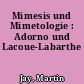 Mimesis und Mimetologie : Adorno und Lacoue-Labarthe