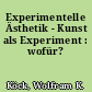 Experimentelle Ästhetik - Kunst als Experiment : wofür?