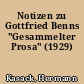 Notizen zu Gottfried Benns "Gesammelter Prosa" (1929)