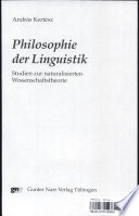 Philosophie der Linguistik : Studien zur naturalisierten Wissenschaftstheorie