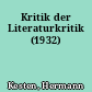 Kritik der Literaturkritik (1932)