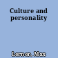 Culture and personality