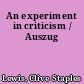An experiment in criticism / Auszug