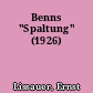 Benns "Spaltung" (1926)