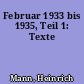Februar 1933 bis 1935, Teil 1: Texte