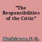 "The Responsibilities of the Critic"