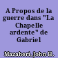 A Propos de la guerre dans "La Chapelle ardente" de Gabriel Marcel