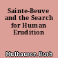 Sainte-Beuve and the Search for Human Erudition