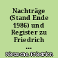 Nachträge (Stand Ende 1986) und Register zu Friedrich Nitzsches sämtlichen Briefen