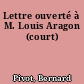 Lettre ouverté à M. Louis Aragon (court)