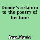 Donne's relation to the poetry of his time
