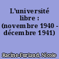 L'université libre : (novembre 1940 - décembre 1941)