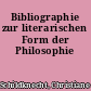 Bibliographie zur literarischen Form der Philosophie