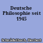 Deutsche Philosophie seit 1945
