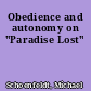 Obedience and autonomy on "Paradise Lost"