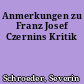 Anmerkungen zu Franz Josef Czernins Kritik