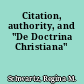 Citation, authority, and "De Doctrina Christiana"